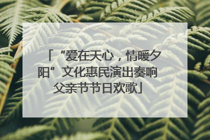 “爱在天心，情暖夕阳”文化惠民演出奏响父亲节节日欢歌
