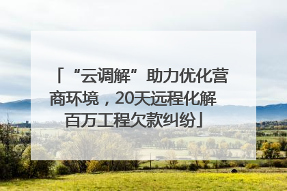 “云调解”助力优化营商环境，20天远程化解百万工程欠款纠纷