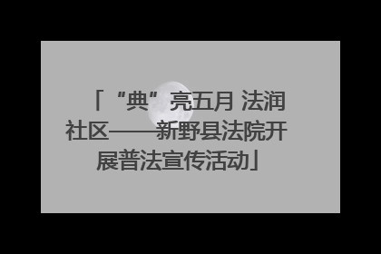 “典”亮五月 法润社区——新野县法院开展普法宣传活动