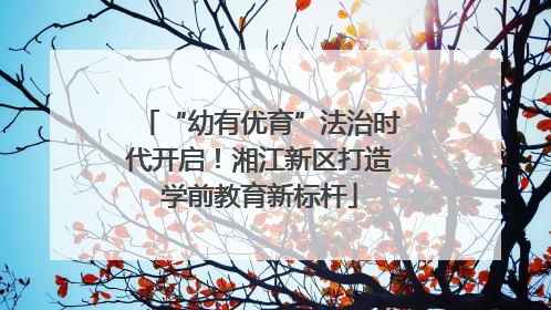 “幼有优育”法治时代开启！湘江新区打造学前教育新标杆