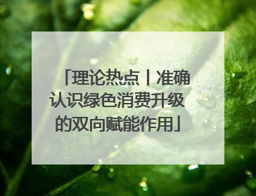 理论热点丨准确认识绿色消费升级的双向赋能作用