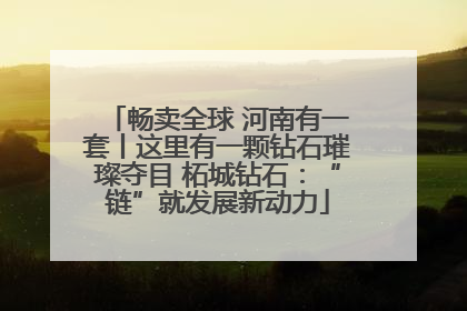 畅卖全球 河南有一套丨这里有一颗钻石璀璨夺目 柘城钻石：“链”就发展新动力