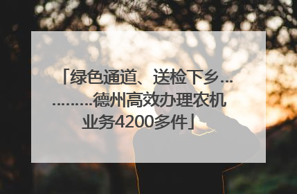 绿色通道、送检下乡…………德州高效办理农机业务4200多件