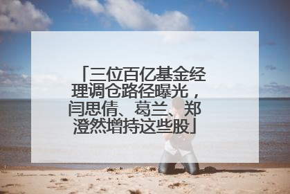三位百亿基金经理调仓路径曝光，闫思倩、葛兰、郑澄然增持这些股