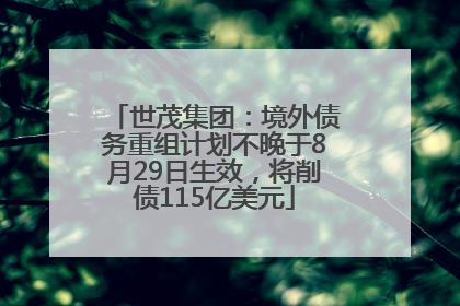 世茂集团：境外债务重组计划不晚于8月29日生效，将削债115亿美元