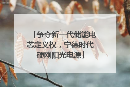 争夺新一代储能电芯定义权，宁德时代硬刚阳光电源