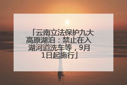 云南立法保护九大高原湖泊：禁止在入湖河道洗车等，9月1日起施行