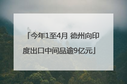 今年1至4月 德州向印度出口中间品逾9亿元