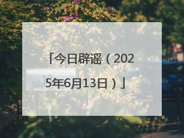 今日辟谣（2025年6月13日）