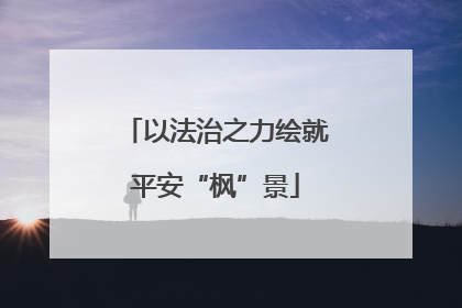 以法治之力绘就平安“枫”景