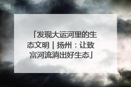 发现大运河里的生态文明｜扬州：让致富河流淌出好生态