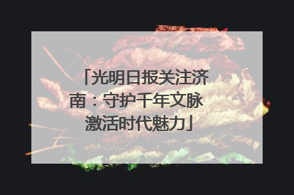 光明日报关注济南：守护千年文脉 激活时代魅力