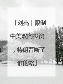 刘亮｜限制中美双向投资，特朗普断了谁的路