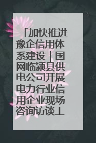 加快推进豫企信用体系建设｜国网临颍县供电公司开展电力行业信用企业现场咨询访谈工作