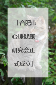 合肥市心理健康研究会正式成立