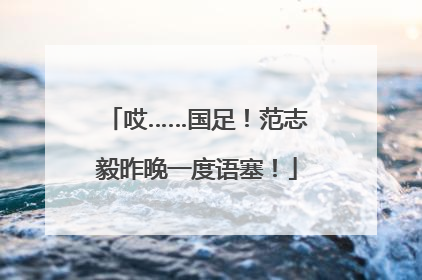 哎……国足！范志毅昨晚一度语塞！