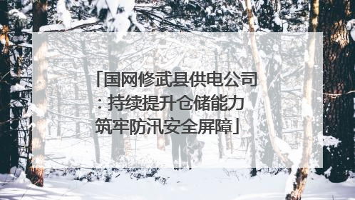 国网修武县供电公司：持续提升仓储能力 筑牢防汛安全屏障