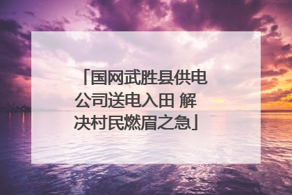 国网武胜县供电公司送电入田 解决村民燃眉之急