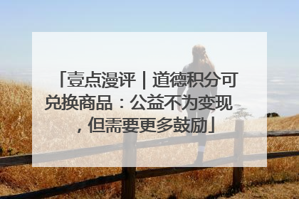 壹点漫评｜道德积分可兑换商品：公益不为变现，但需要更多鼓励