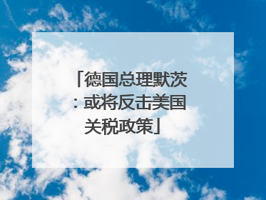 德国总理默茨：或将反击美国关税政策