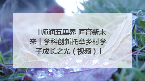 师润五里界 匠育新未来丨学科创新托举乡村学子成长之光（视频）