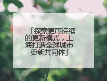 探索更可持续的更新模式，上海打造全球城市更新共同体