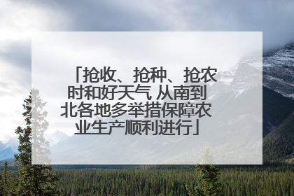 抢收、抢种、抢农时和好天气 从南到北各地多举措保障农业生产顺利进行