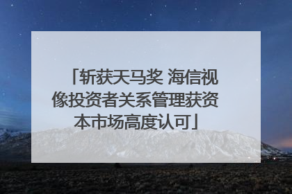 斩获天马奖 海信视像投资者关系管理获资本市场高度认可