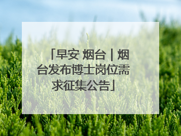 早安 烟台｜烟台发布博士岗位需求征集公告