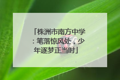 株洲市南方中学：笔落惊风处，少年逐梦正当时