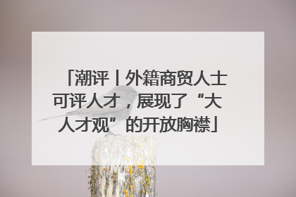 潮评丨外籍商贸人士可评人才，展现了“大人才观”的开放胸襟
