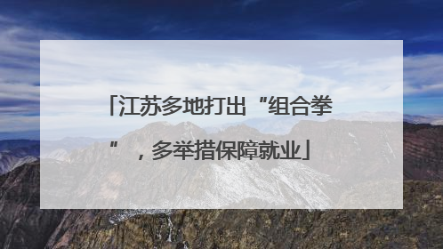 江苏多地打出“组合拳”，多举措保障就业