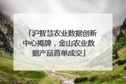 沪智慧农业数据创新中心揭牌，金山农业数据产品首单成交