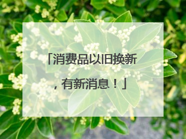 消费品以旧换新，有新消息！