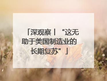 深观察丨“这无助于美国制造业的长期复苏”