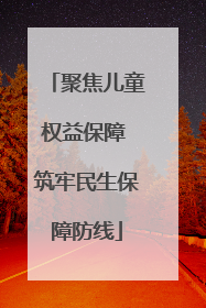 聚焦儿童权益保障 筑牢民生保障防线