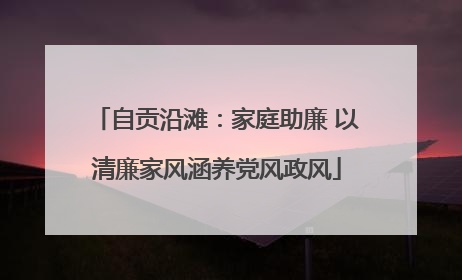 自贡沿滩：家庭助廉 以清廉家风涵养党风政风