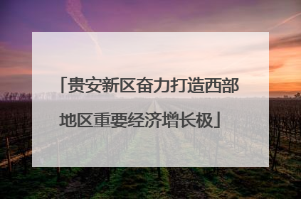 贵安新区奋力打造西部地区重要经济增长极