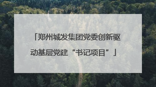 郑州城发集团党委创新驱动基层党建“书记项目”