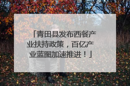 青田县发布西餐产业扶持政策，百亿产业蓝图加速推进！
