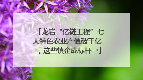 龙岩“亿链工程”七大特色农业产值破千亿，这些镇企成标杆→