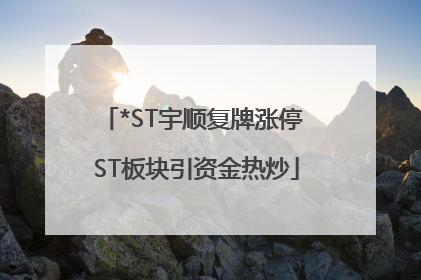 *ST宇顺复牌涨停 ST板块引资金热炒